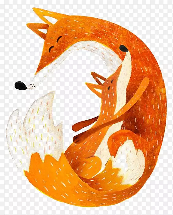 灰狼插画艺术插图-父母狐狸