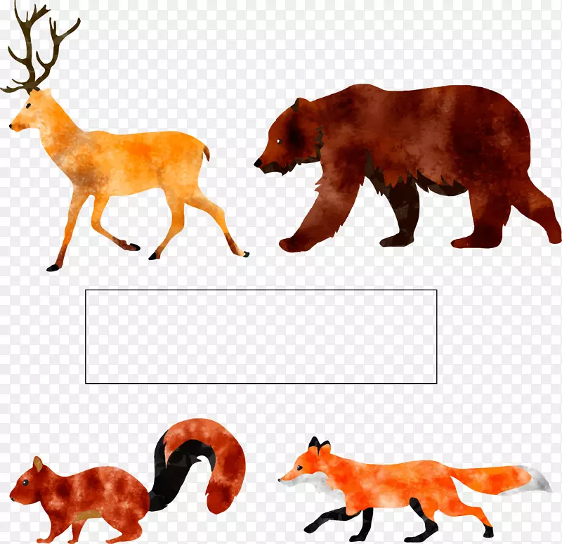 熊、松鼠、鹿、动物.绘有北极熊和松鼠的载体