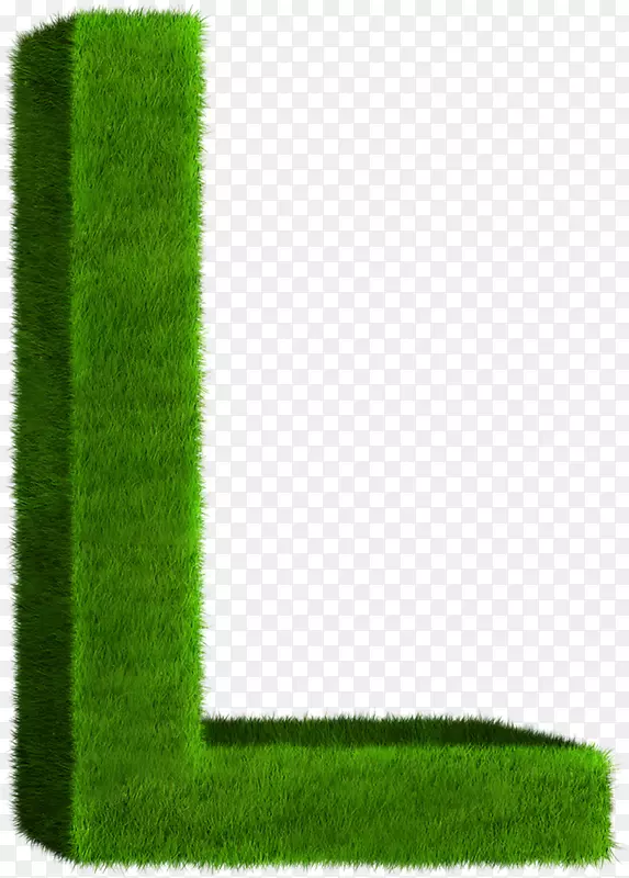 绿色长方形人工草坪图案-英文字母l