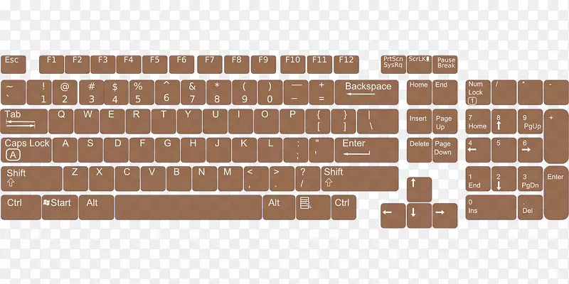 电脑键盘布局剪贴画棕色键盘