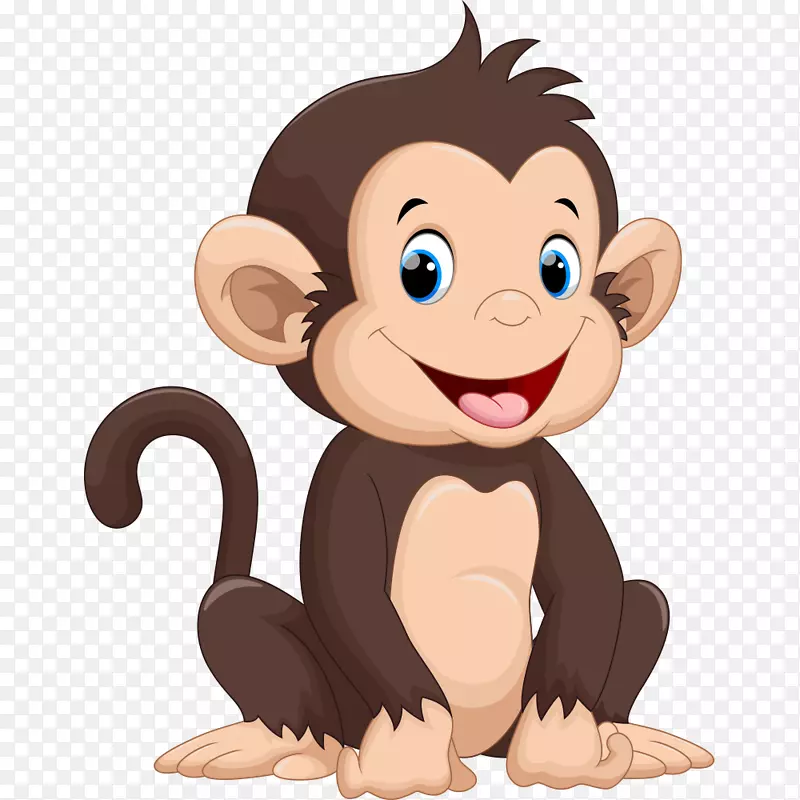 猴子卡通画插图-快乐的小猴子