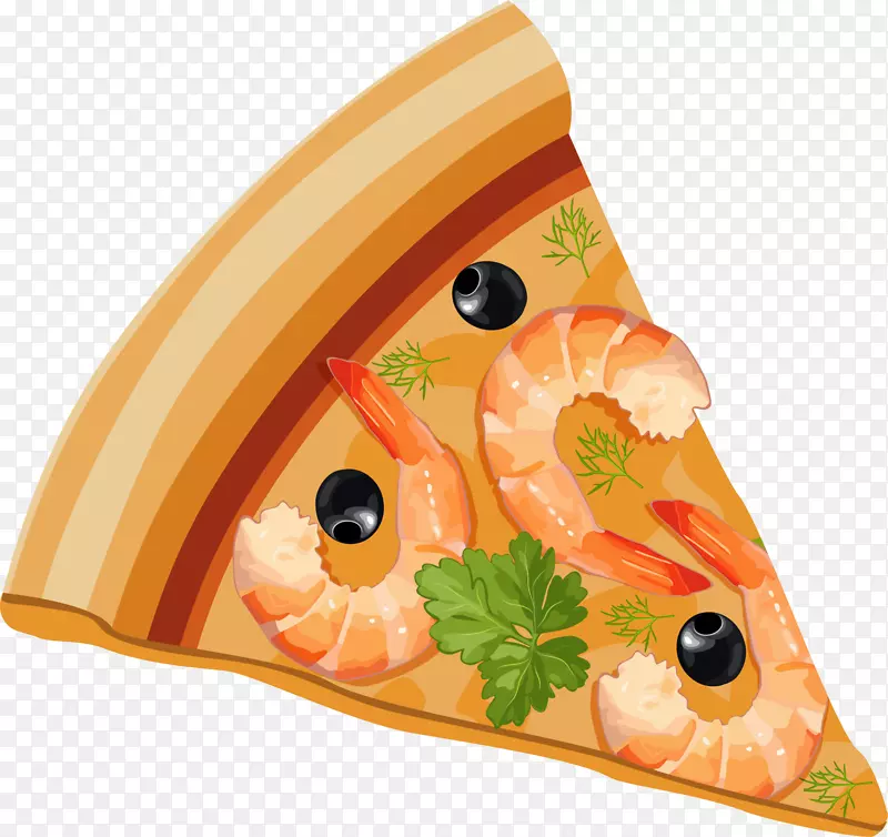 比萨饼食品剪贴画-黄虾比萨饼