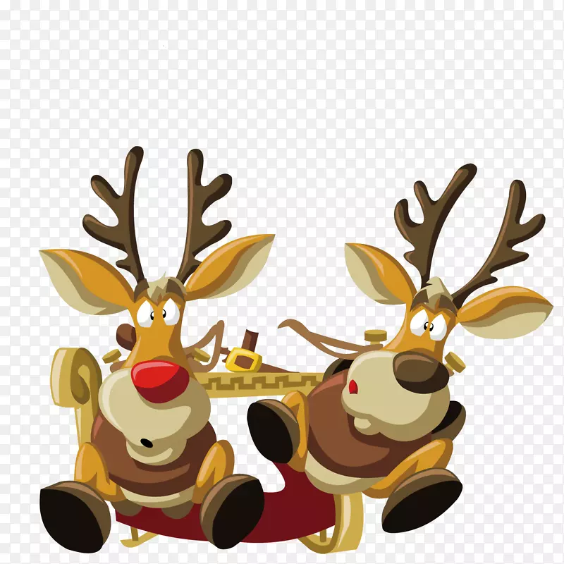 圣诞老人鲁道夫驯鹿圣诞贴纸长角鹿鼠