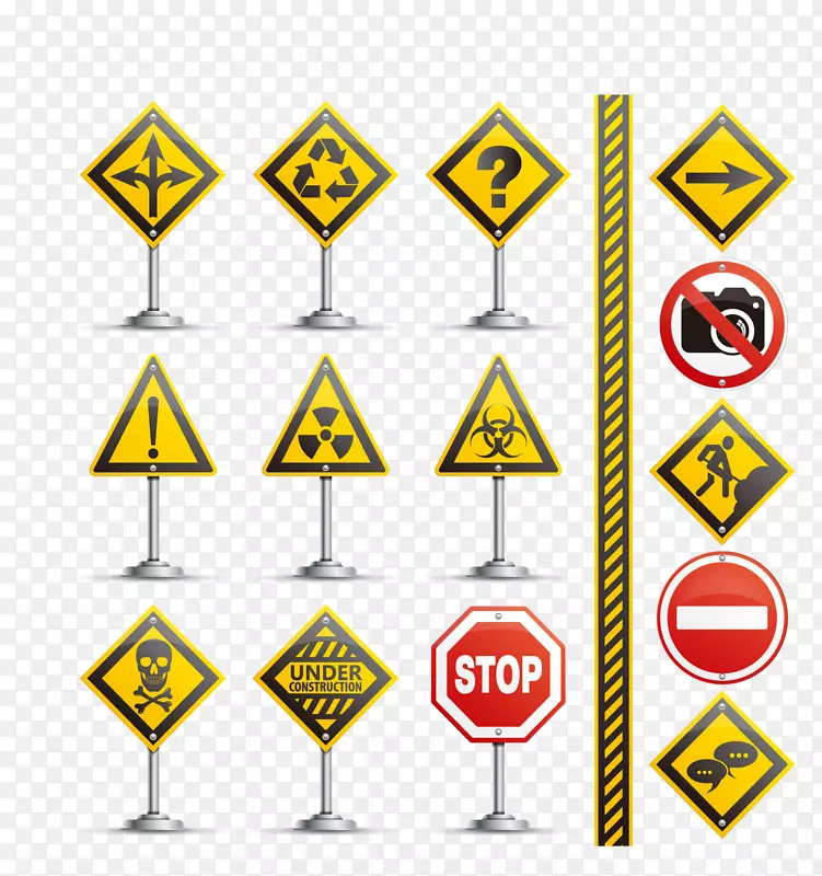 交通标志道路交通警告标志停车标志-道路标志