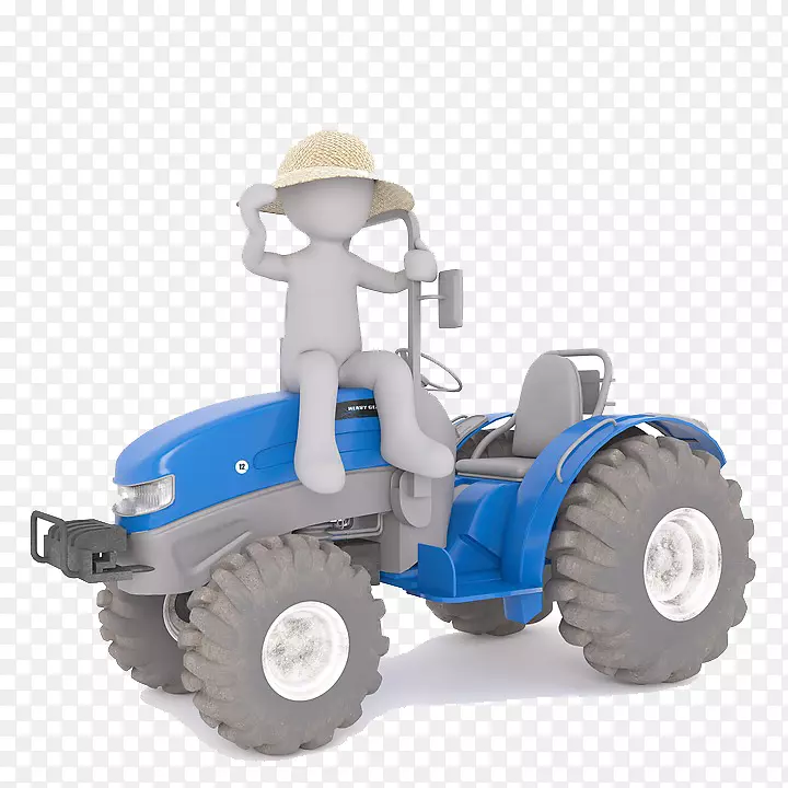 拖拉机三维计算机图形农业农场-拖拉机上的人