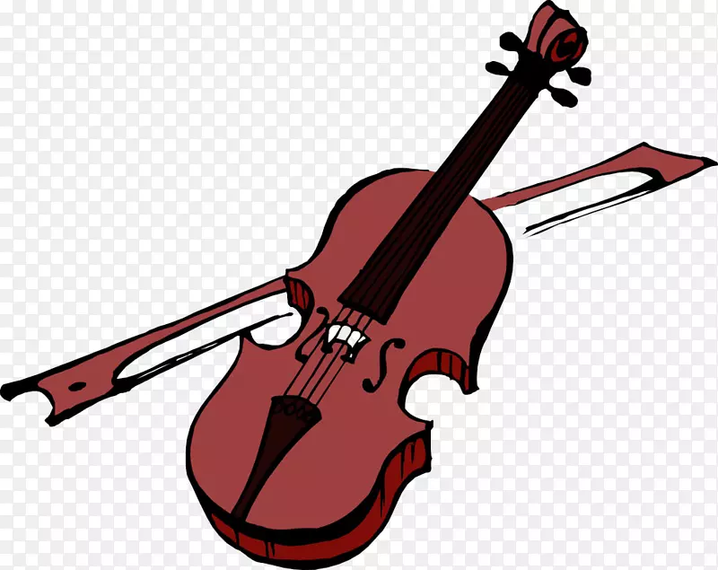 小提琴卡通剪辑艺术-棕色小提琴