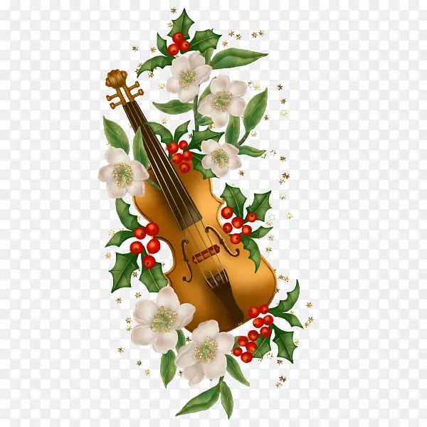 小提琴贺卡，圣诞贺卡，结婚请柬-小提琴和鲜花