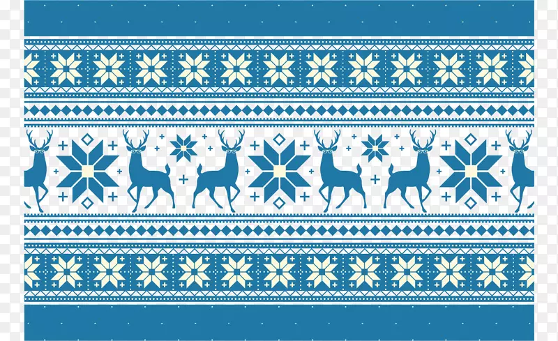 驯鹿圣诞-蓝色圣诞图案