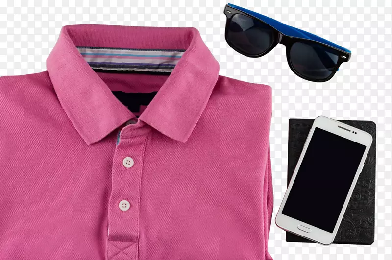 马球衫，t恤，拉尔夫劳伦公司服装-带有手机太阳镜图像的马球衫