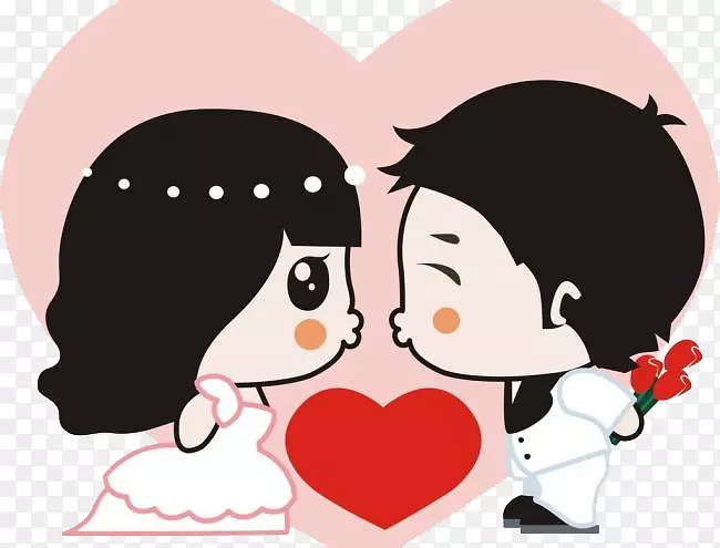 重要的婚姻卡通婚礼邀请-吻你我