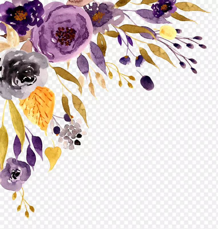 婚宴邀请花水彩画