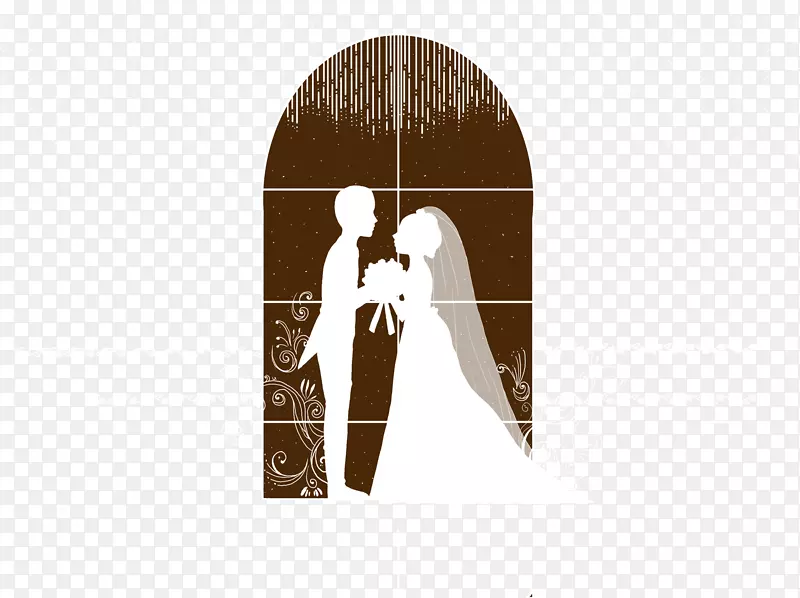 新郎婚礼邀请结婚-手画的剪影新娘和新郎