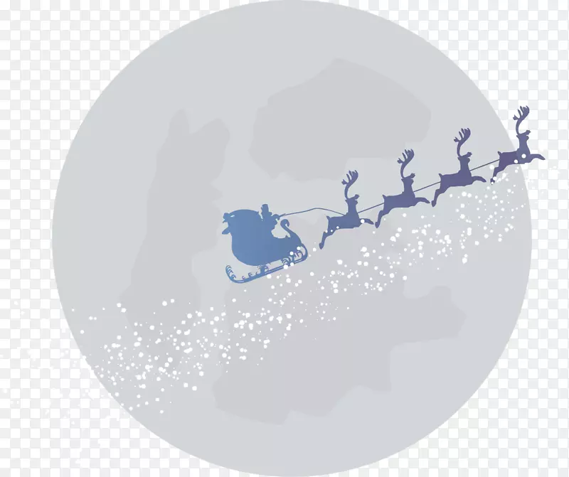 圣诞雪橇圣诞老人驯鹿雪橇手绘圣诞老人雪橇驱赶麋鹿