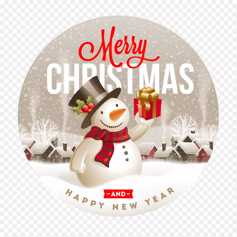 新年圣诞标签圣诞老人-可爱的圣诞雪人