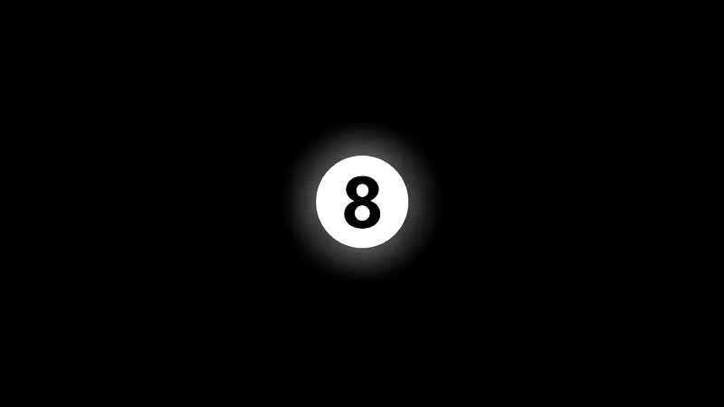 八球台球标志黑白-8球