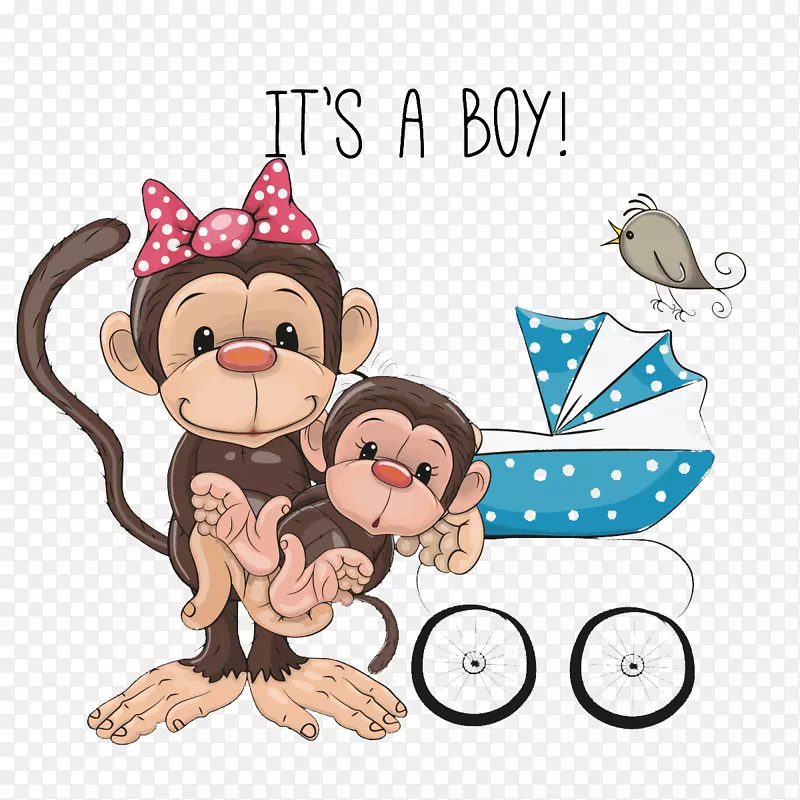 猴子婴儿剪贴画-可爱的猴子妈妈