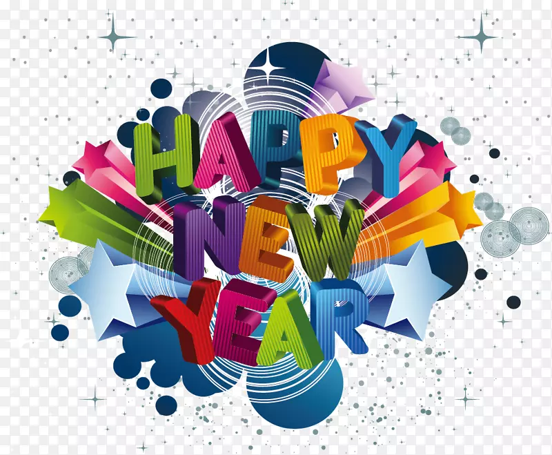 新年、日子、新年、除夕、幸福-英语三维材料新年快乐背景