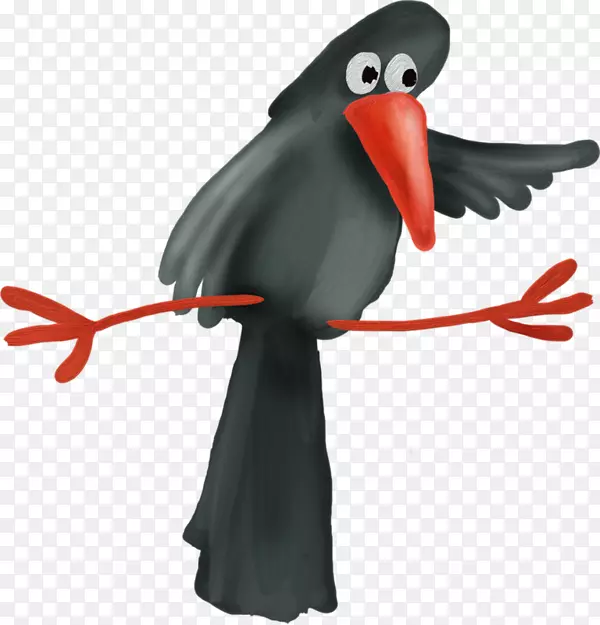 乌鸦卡通插图-可爱的黑色乌鸦