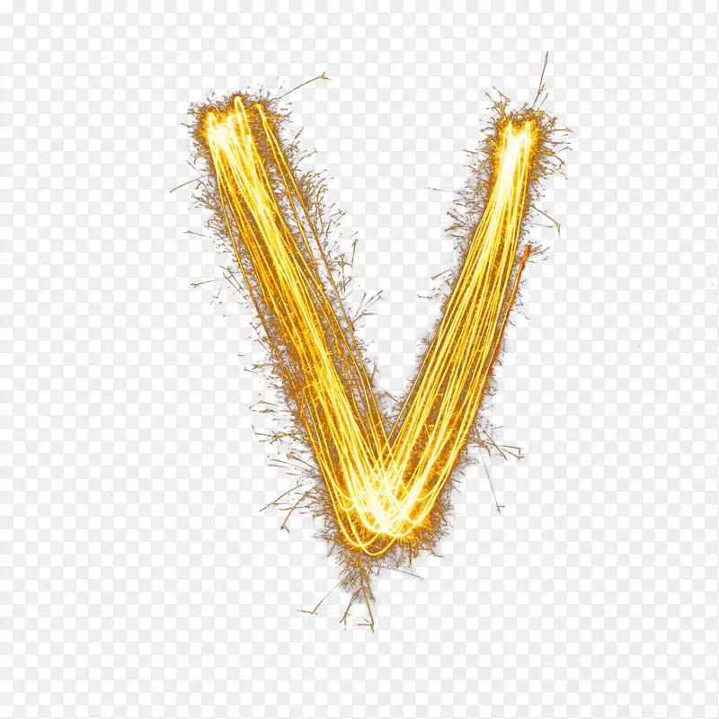 字母金色图标-火焰字母v