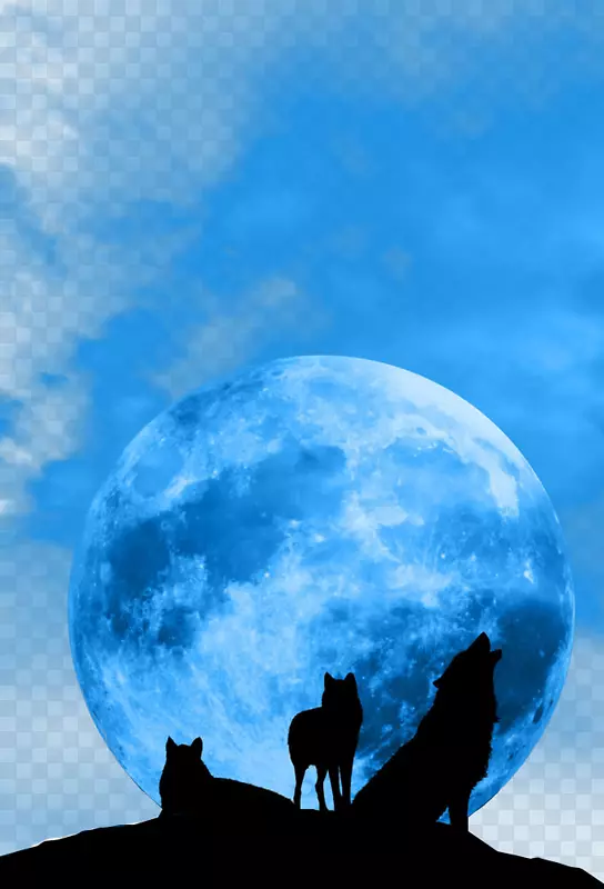 2018年1月月食蓝月超级月亮满月狼