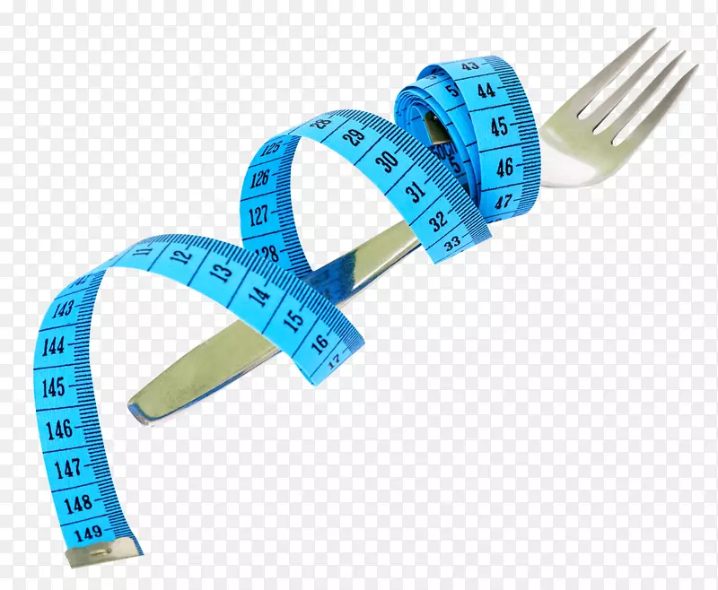 测量带测量营养.叉子和测量带