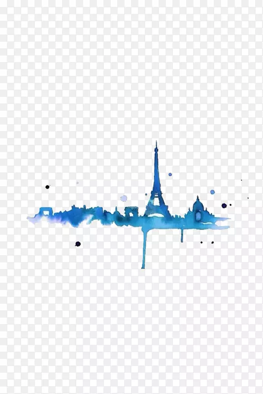 艾菲尔铁塔蓝色卡通画图案-蓝色巴黎
