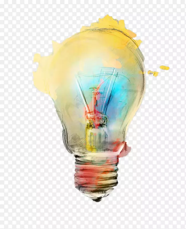 热气球插图-创意彩色灯泡