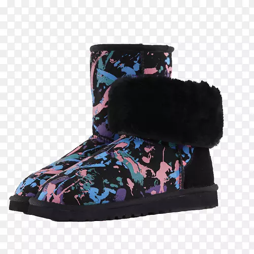 雪靴鞋皮毛紫雪靴