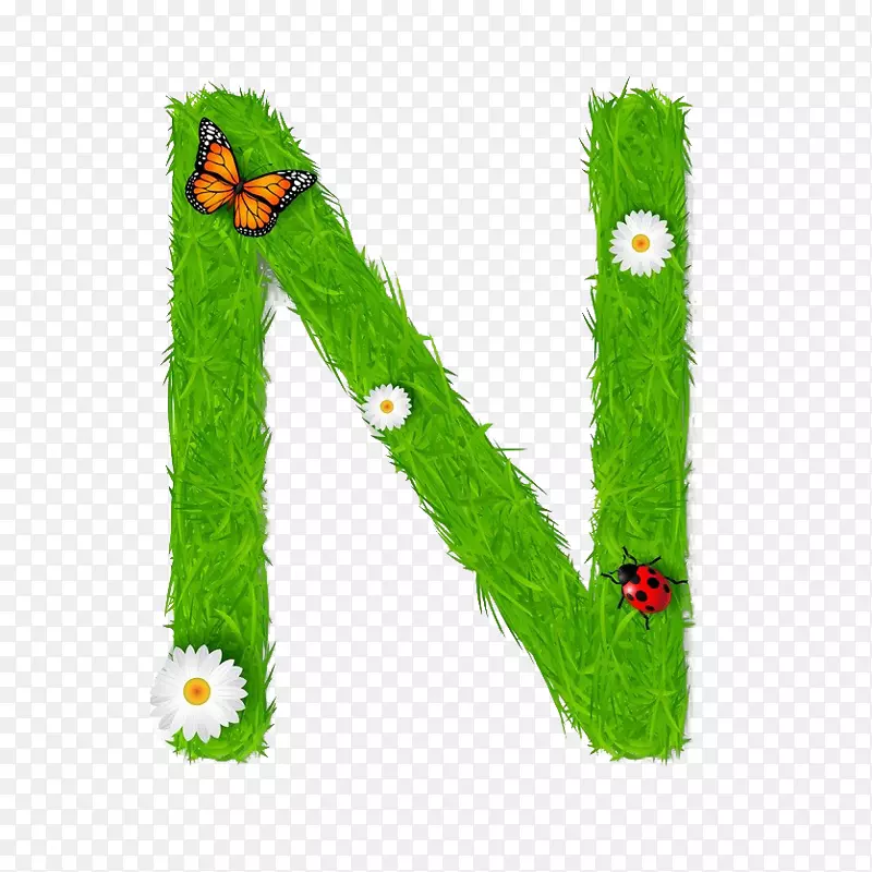 绿叶树字体环保字母n