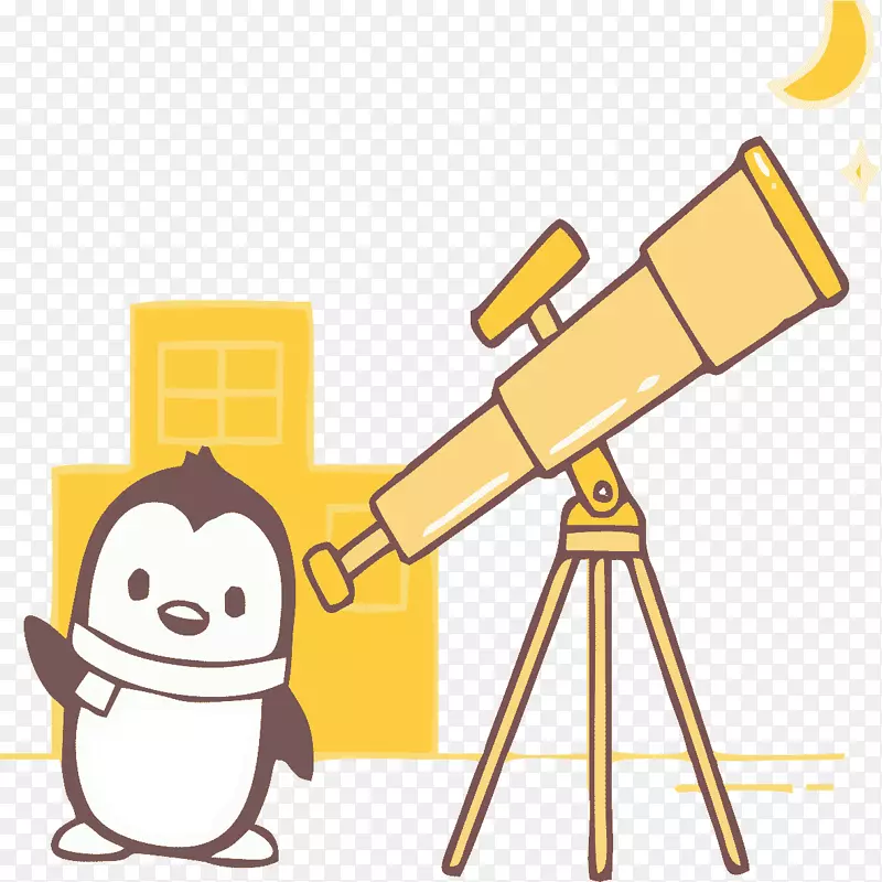文字剪辑艺术-带双筒望远镜的企鹅