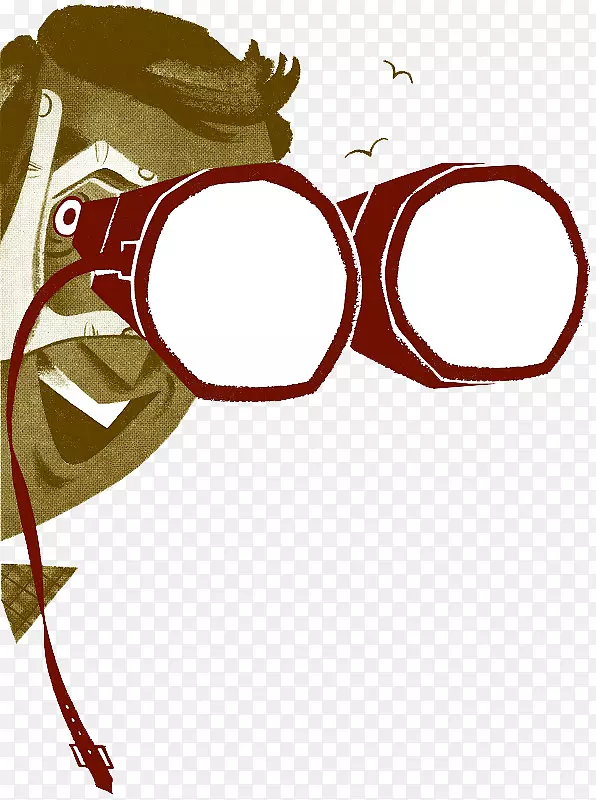 插图-免费插图-一个间谍与双筒望远镜