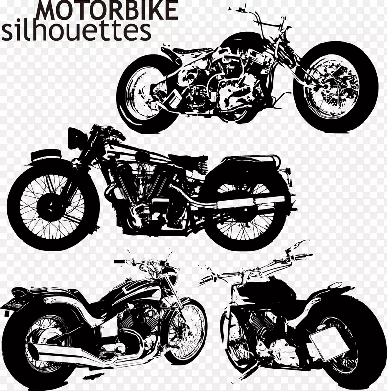 摩托车头盔插画.黑色摩托车