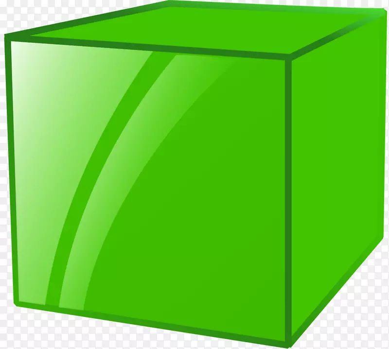 立方体形状绿色三维空间剪贴画-Buggi
