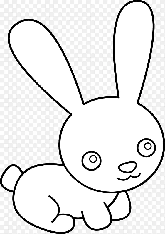 复活节兔子白兔剪贴画-黑白兔子图片