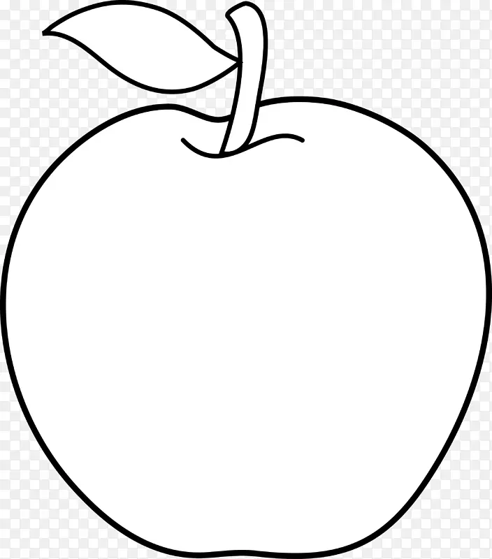 黑白线艺术卡通剪贴画-白苹果剪贴画
