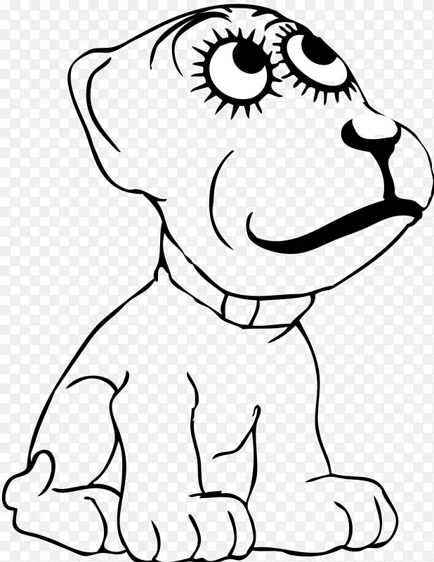 奇瓦瓦卡通小狗剪贴画-黑白狗卡通