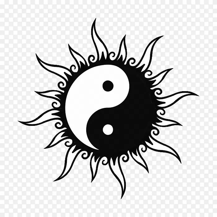 文身阴阳符号-黑白太阳