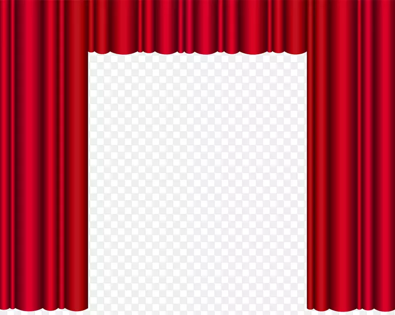 剧院窗帘和舞台窗帘红色剧场图案-红色剧场窗帘透明PNG剪贴画图像