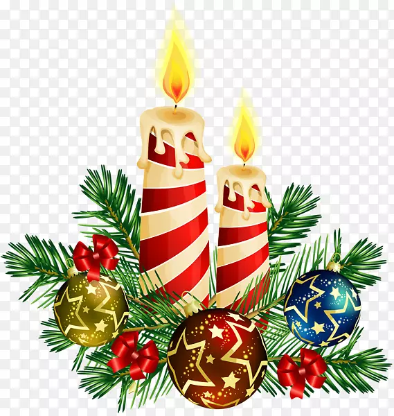 圣诞装饰蜡烛圣诞树剪贴画-蜡烛PNG图片