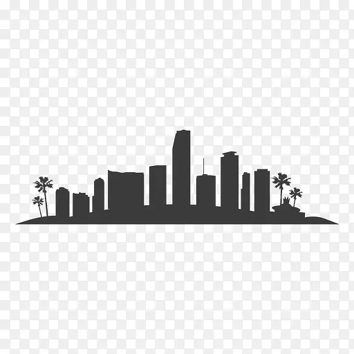 迈阿密纽约市天际线剪影-城市景观