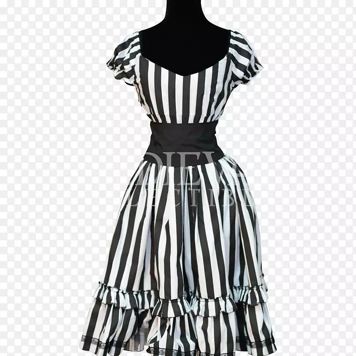 小黑连衣裙哥特式时尚哥特亚文化条纹连衣裙PNG透明形象