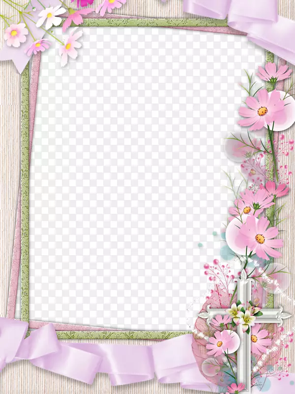 画框花卉剪贴画.粉红色花框PNG透明图片