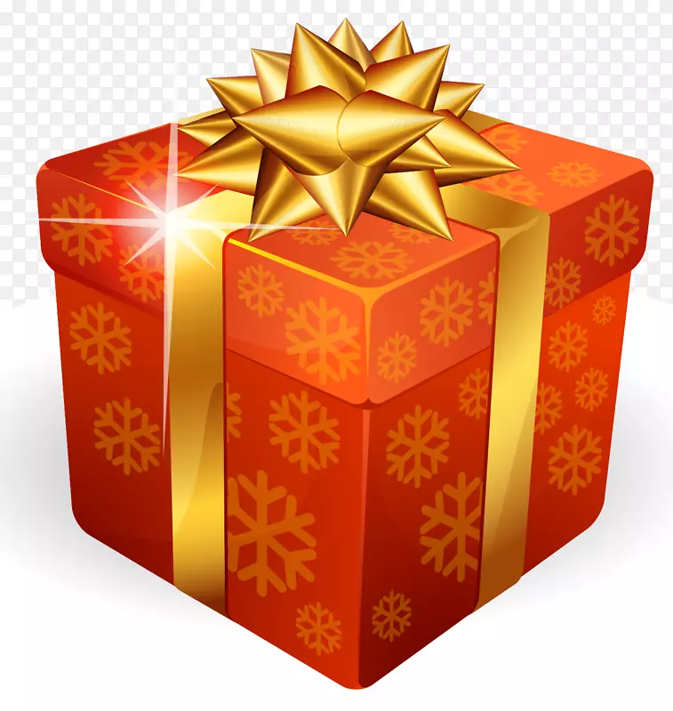 圣诞礼品盒-金礼盒PNG