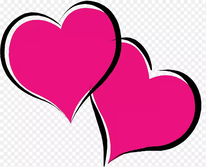 情人节心脏丘比特剪贴画-热粉色心PNG图