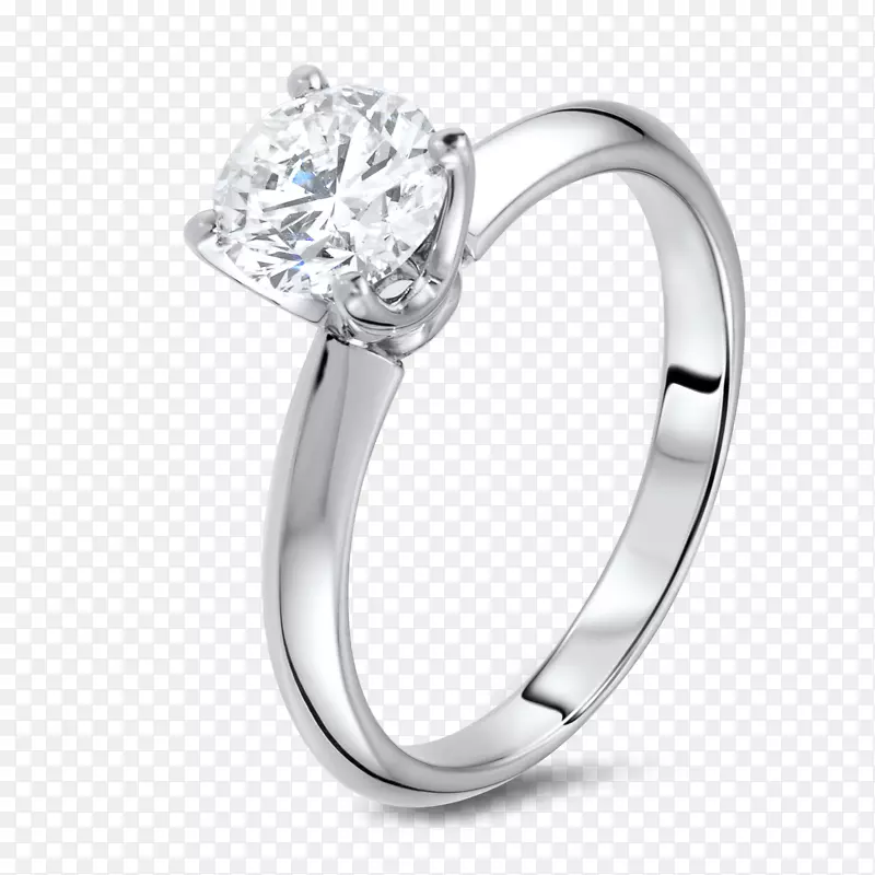 订婚戒指钻石首饰公主剪裁-银戒指PNG照片
