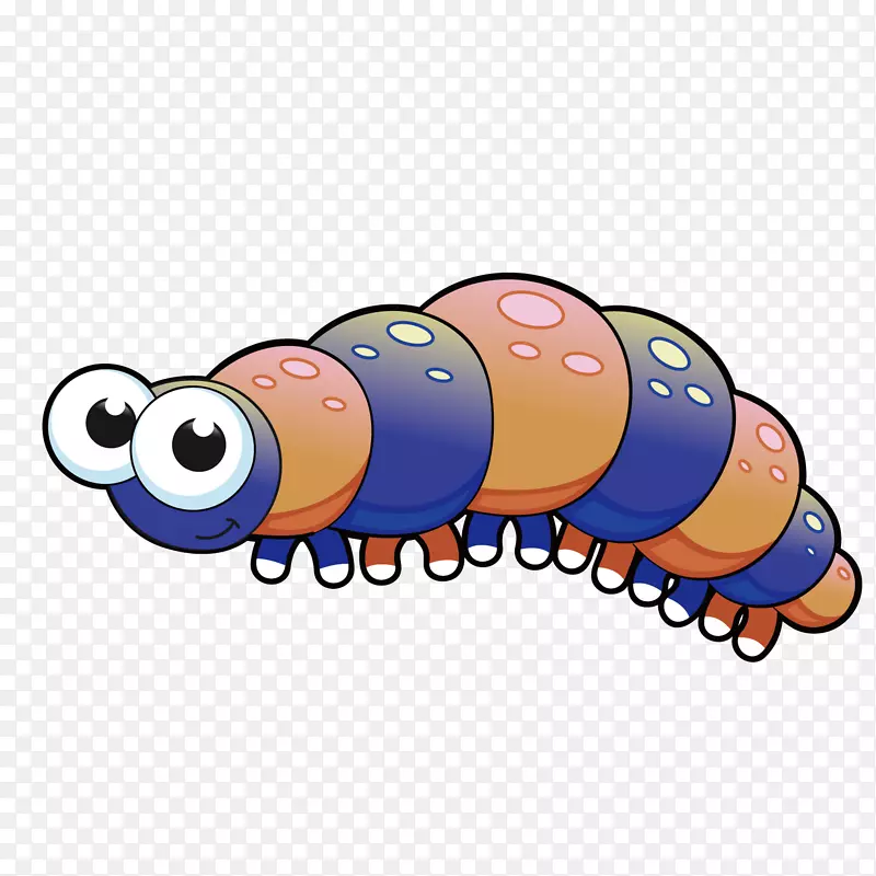 昆虫动物剪贴画卡通大眼睛毛虫