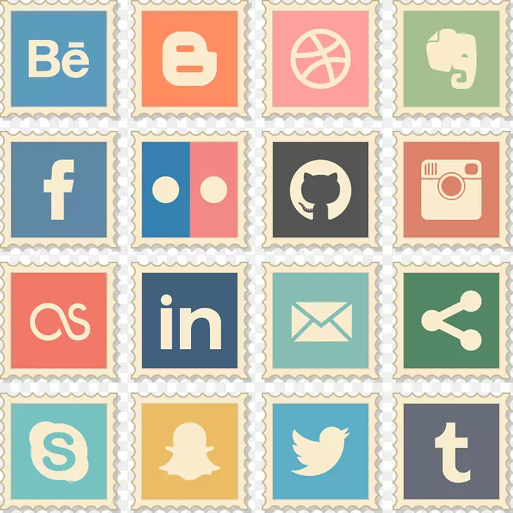 社交媒体图标-社交媒体图标邮票