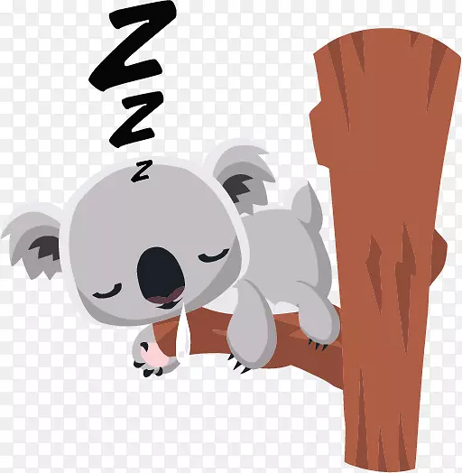 考拉熊卡通片艺术-考拉睡在树载体