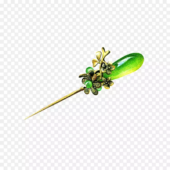 绿绿宝石-翡翠绿花发夹