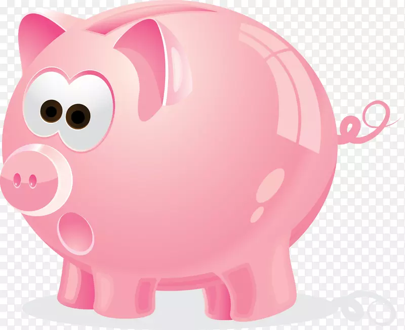 家猪储蓄罐卡通插图-猪储蓄罐